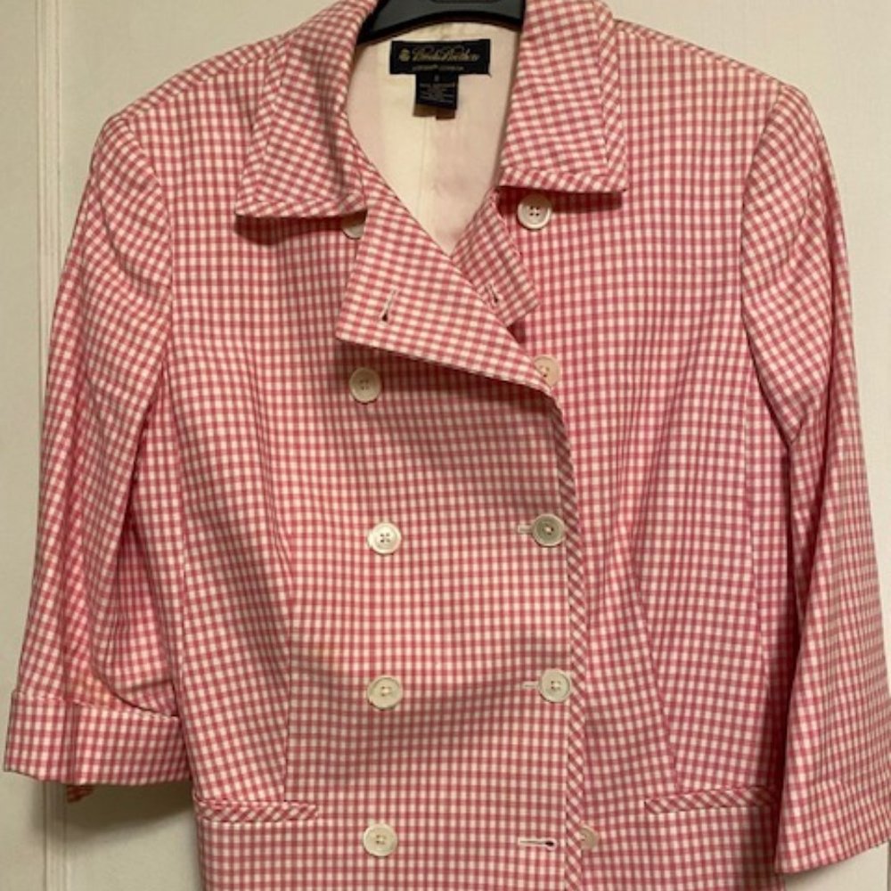 Brooks Brothers Women Gingham 3/4 Jacket. Size 8